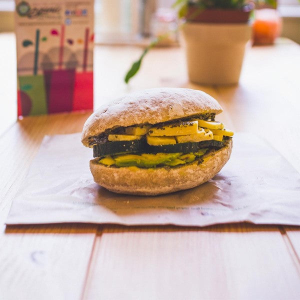 kraft food bag with a cheese and avocado sandwich