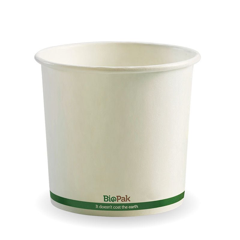 740ml/24oz white compostable takeaway soup bowls