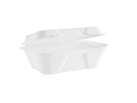 7 x 5″ bagasse clamshell reinforced takeaway food container