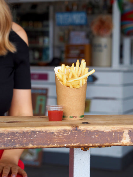 kraft chip cup and pla compostable disposable sauce pot