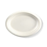 10.25x7.75" white oval bagasse disposable plates