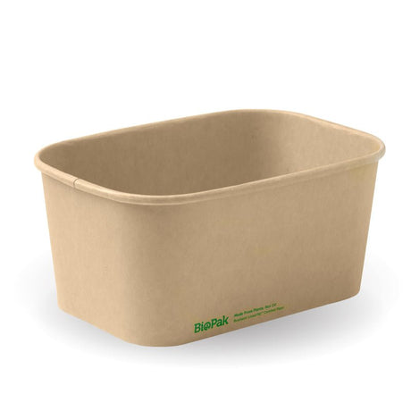 1000ml rectangle pla lined compostable kraft takeaway container