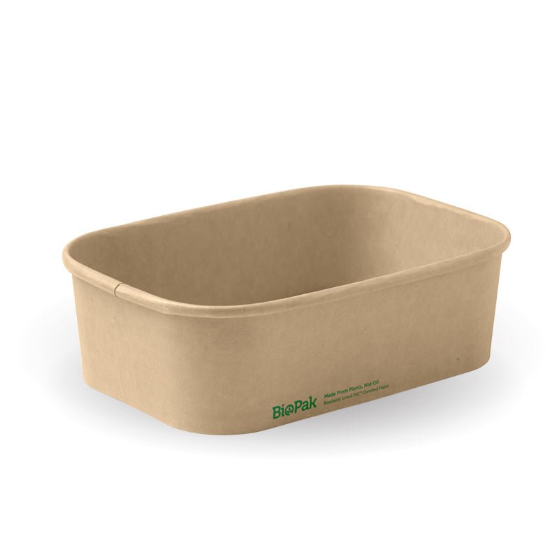 650ml rectangle pla lined compostable kraft takeaway container