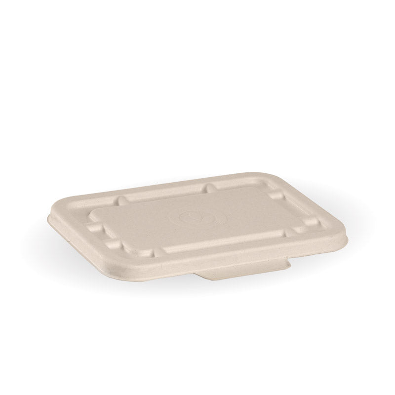 natural bagasse lids to fit 500/600ml rectangular takeaway containers