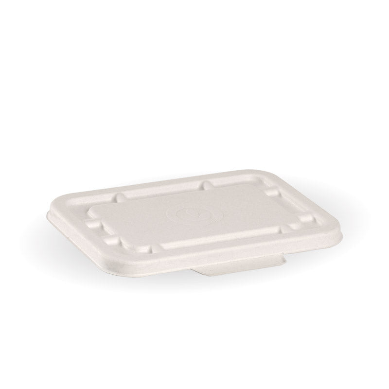 white bagasse lids to fit 500/600ml rectangular takeaway containers