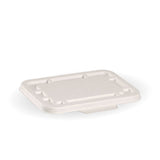 white bagasse lids to fit 500/600ml rectangular takeaway containers