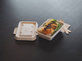 rectangular takeaway container and lid serving stir fry