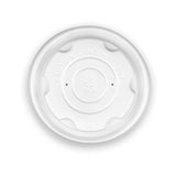 PLA lids to fit 8oz white compostable takeaway soup bowl