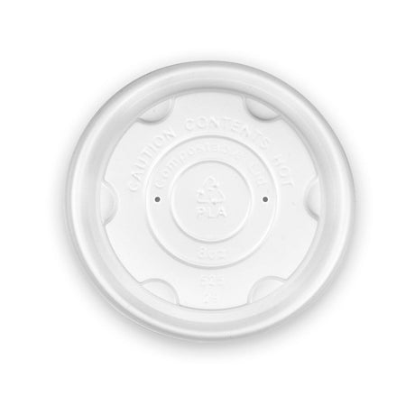 PLA lids to fit 8oz white compostable takeaway soup bowl